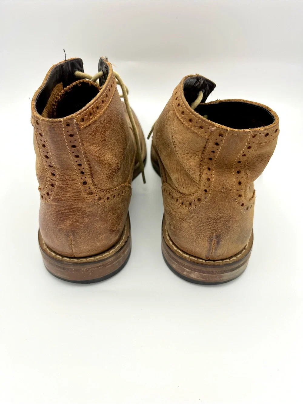 COLE HAAN Wingtip Ankle Boots Chestnut Brown Leather
